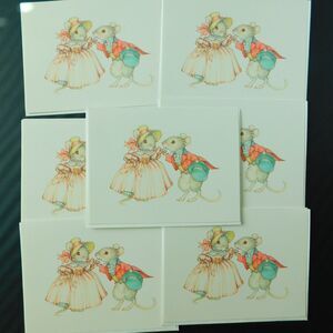Christmas Cards Tiny Talk Mice American Greetings Lot Of 7 Pastels NOS Vintage